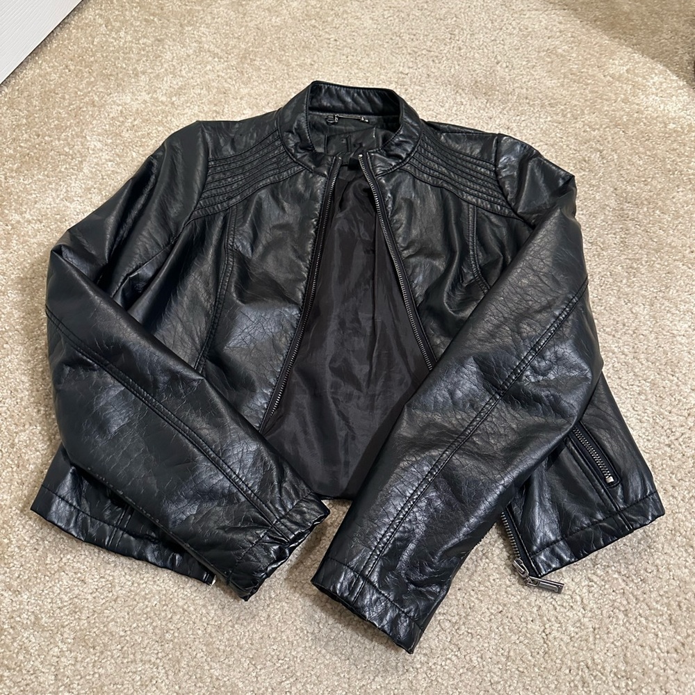 Black Fake Leather Jacket